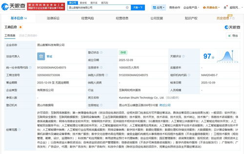 昆山數(shù)智科技公司成立 以10億注冊資本布局互聯(lián)網(wǎng)信息服務(wù)新藍(lán)圖